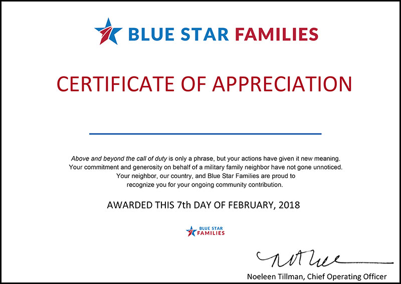 Blue star certificate